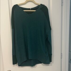 White Birch Teal V-Neck Hoodie